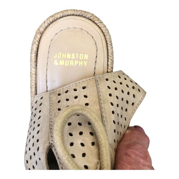Johnston & Murphy Mandy Espadrille Wedge Sandals Tan 6.5 Lace-Up Preowned - Picture 7 of 15